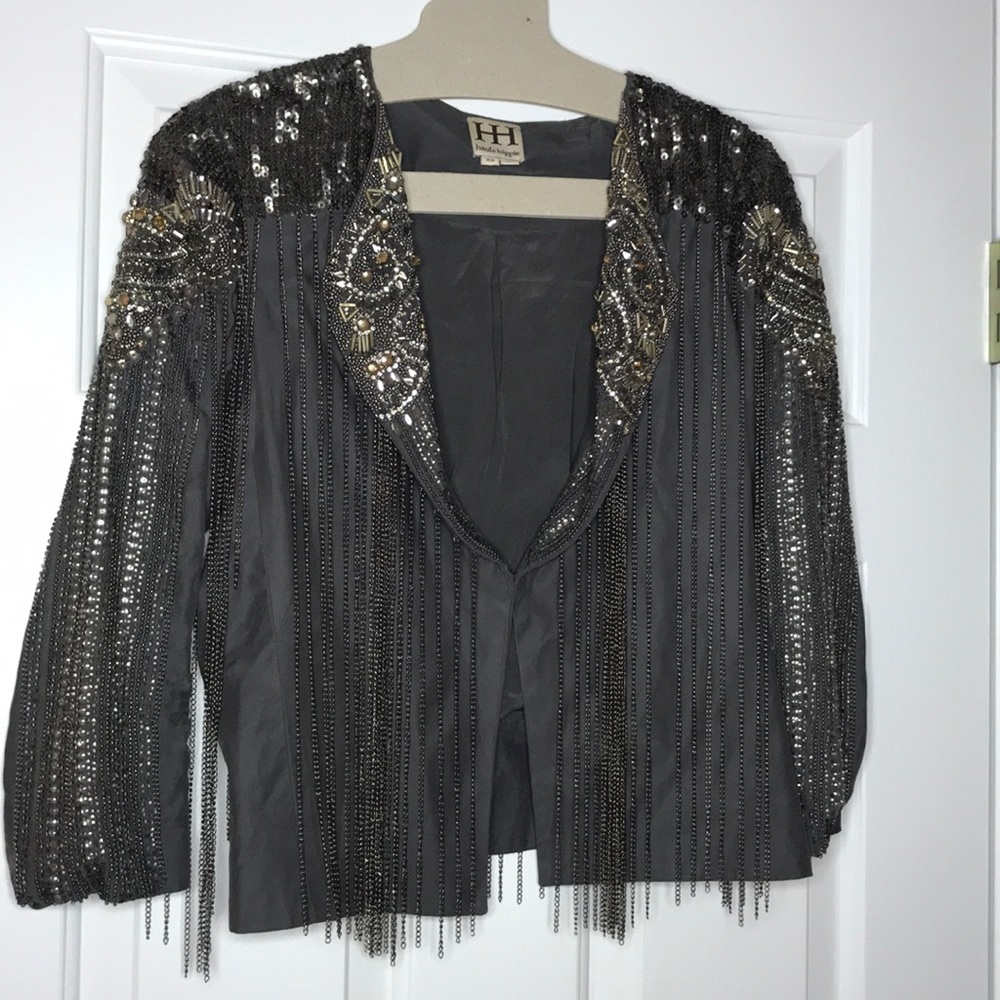 Haute Hippie Chain fringe jacket hand embroidered